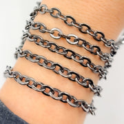 Black Rhodium Sterling Silver Cable Chain